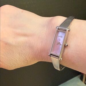 Gucci Mother of Pearl Swiss stainless steel Bracelet Watch Rectangular Dial